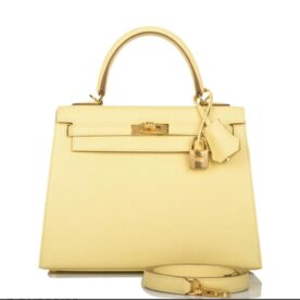 HERMES Kelly 25cm Bag Yellow Epsom Leather Gold Hardware