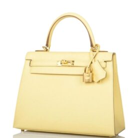 HERMES Kelly 25cm Bag Yellow Epsom Leather Gold Hardware - Image 5