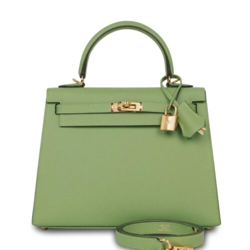 kelly green leather handbag