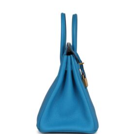 HERMES Birkin 25cm Blue Zanzibar Togo Leather Gold Hardware - Image 2