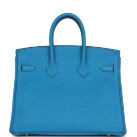 HERMES Birkin 25cm Blue Zanzibar Togo Leather Gold Hardware - Image 3