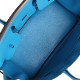 HERMES Birkin 25cm Blue Zanzibar Togo Leather Gold Hardware - Image 6